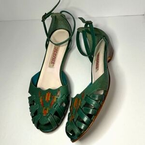 Vintage Green Leather Sandals